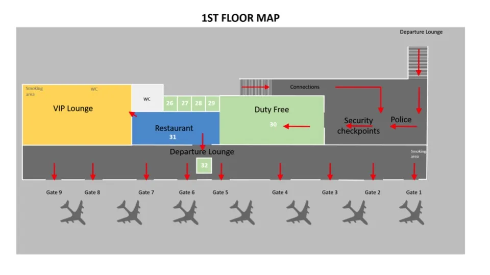 Félix-Houphouët-Boigny International Airport Map 1st floor